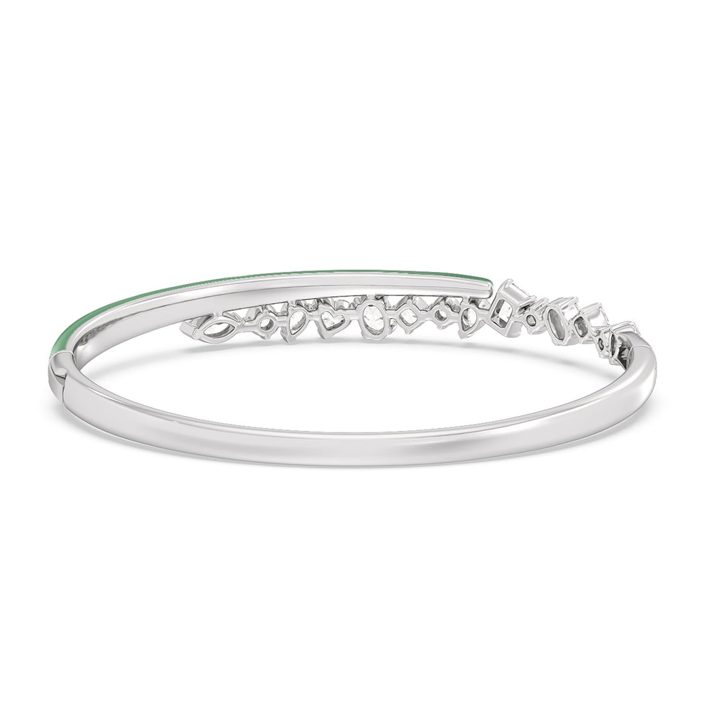 Split Mixed Shape Bangle in Ceramic with Evergreen Cut Diamond in 14KT Sterling Silver view 4
