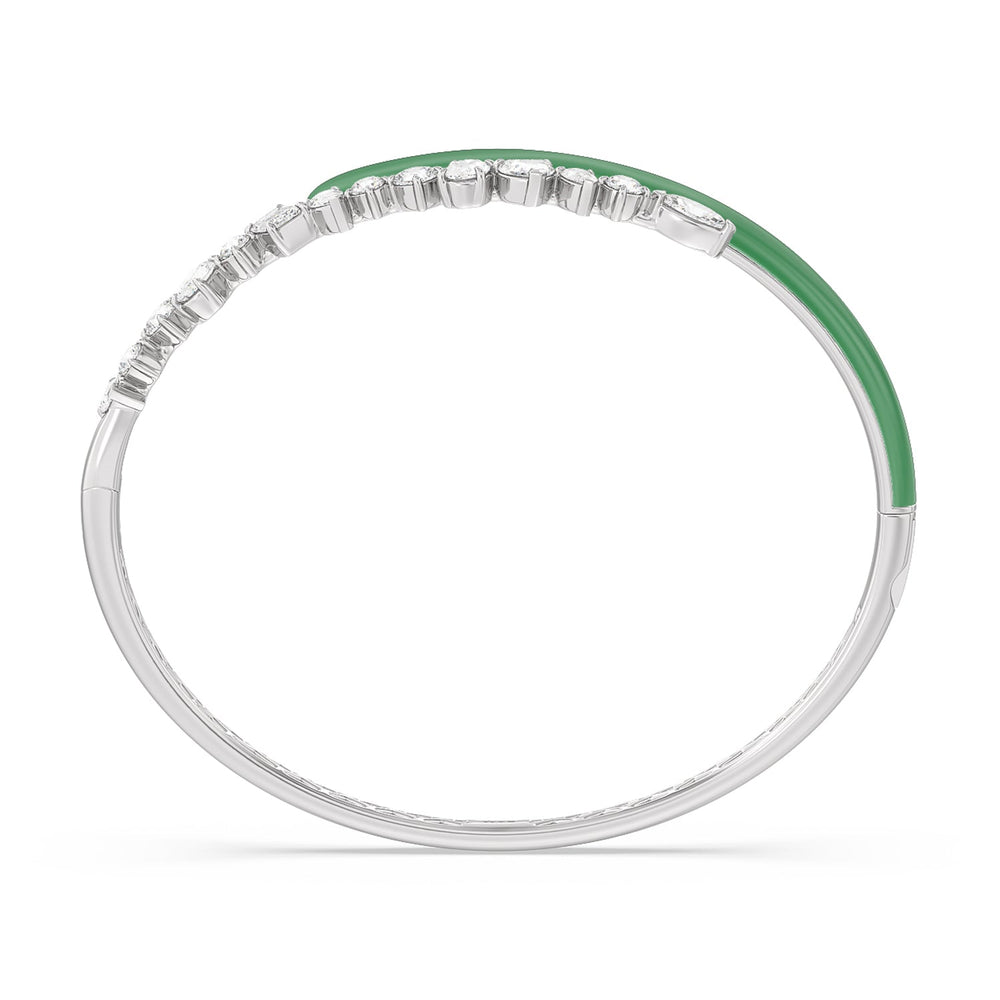 Split Mixed Shape Bangle in Ceramic with Evergreen Cut Diamond in 14KT Sterling Silver view 3
