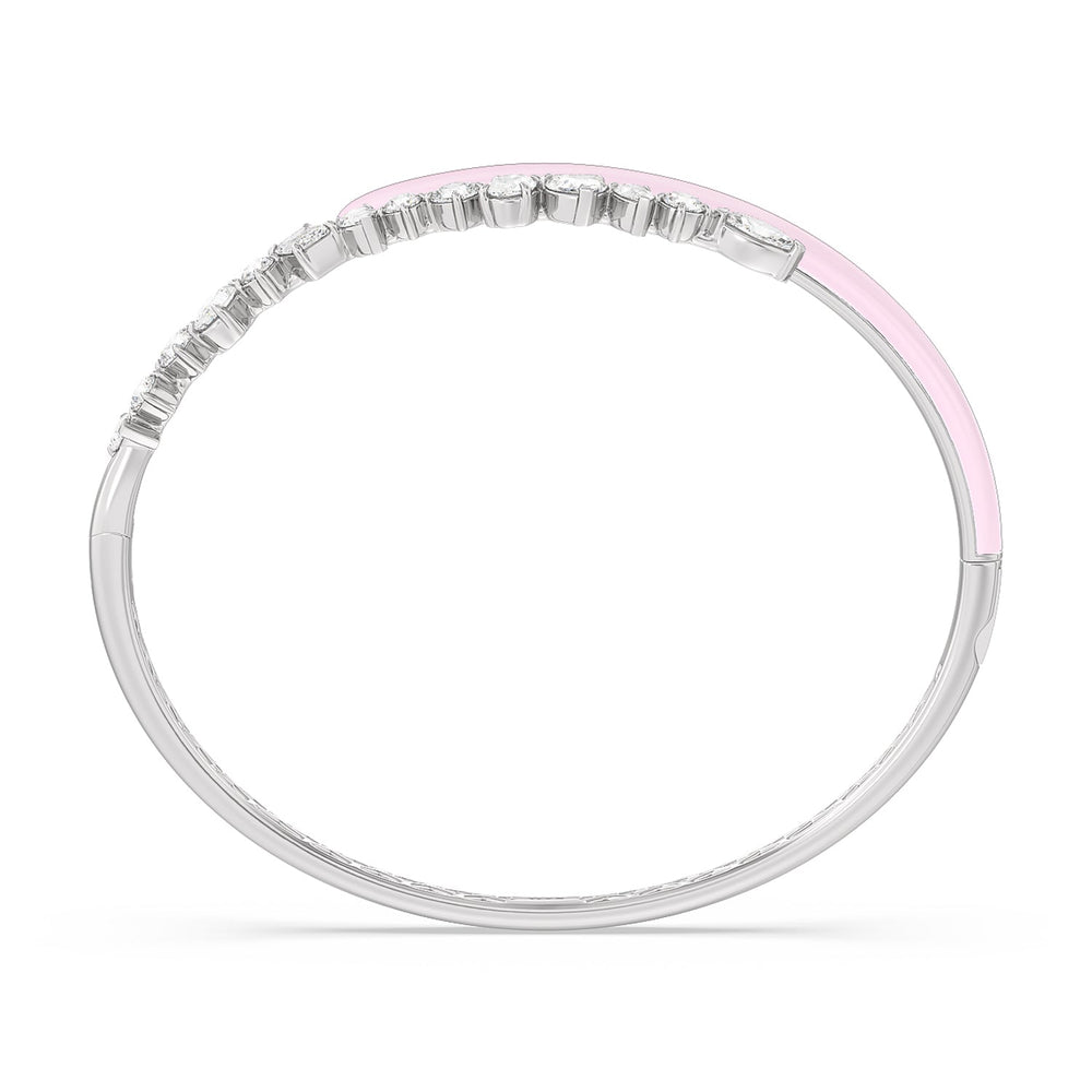 Split Mixed Shape Bangle in Ceramic with Lavender Rose Cut Diamond in 14KT Sterling Silver view 3
