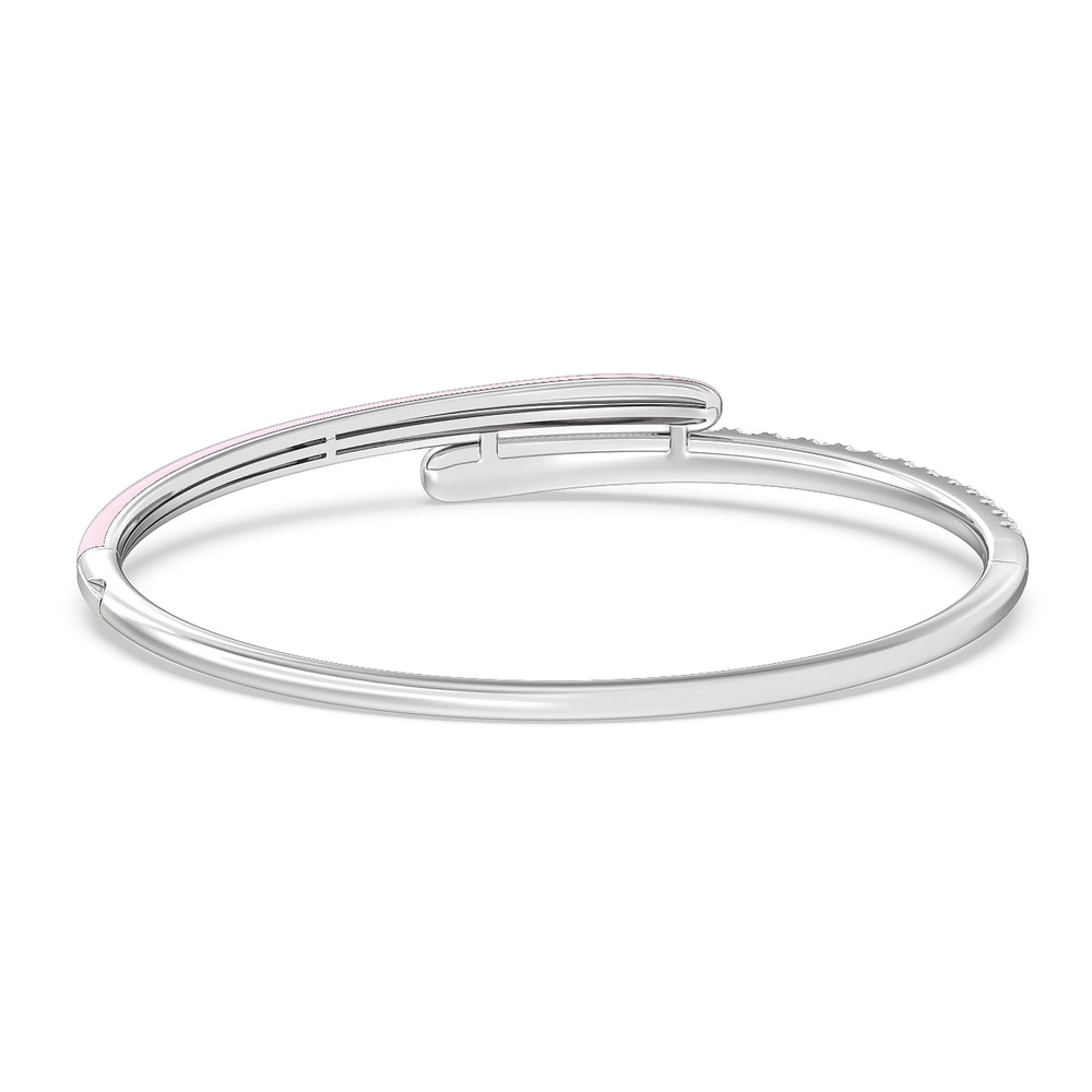 Half Diamond Bangle in Ceramic with Lavender Rose Cut Diamond in 14KT White Gold view 4
