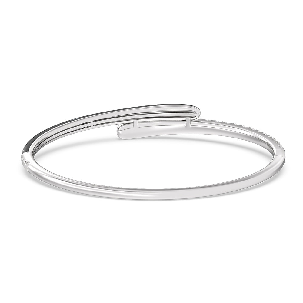 Half Diamond Bangle in Ceramic with Midnight Cut Diamond in 14KT White Gold view 4
