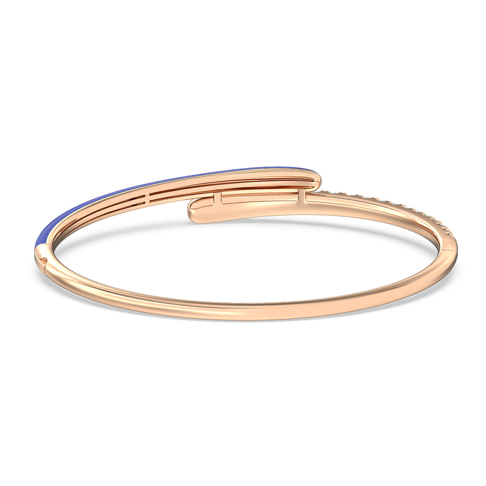 Half Diamond Bangle in Ceramic with Cobalt Cut Diamond in 14KT Rose Gold view 4
