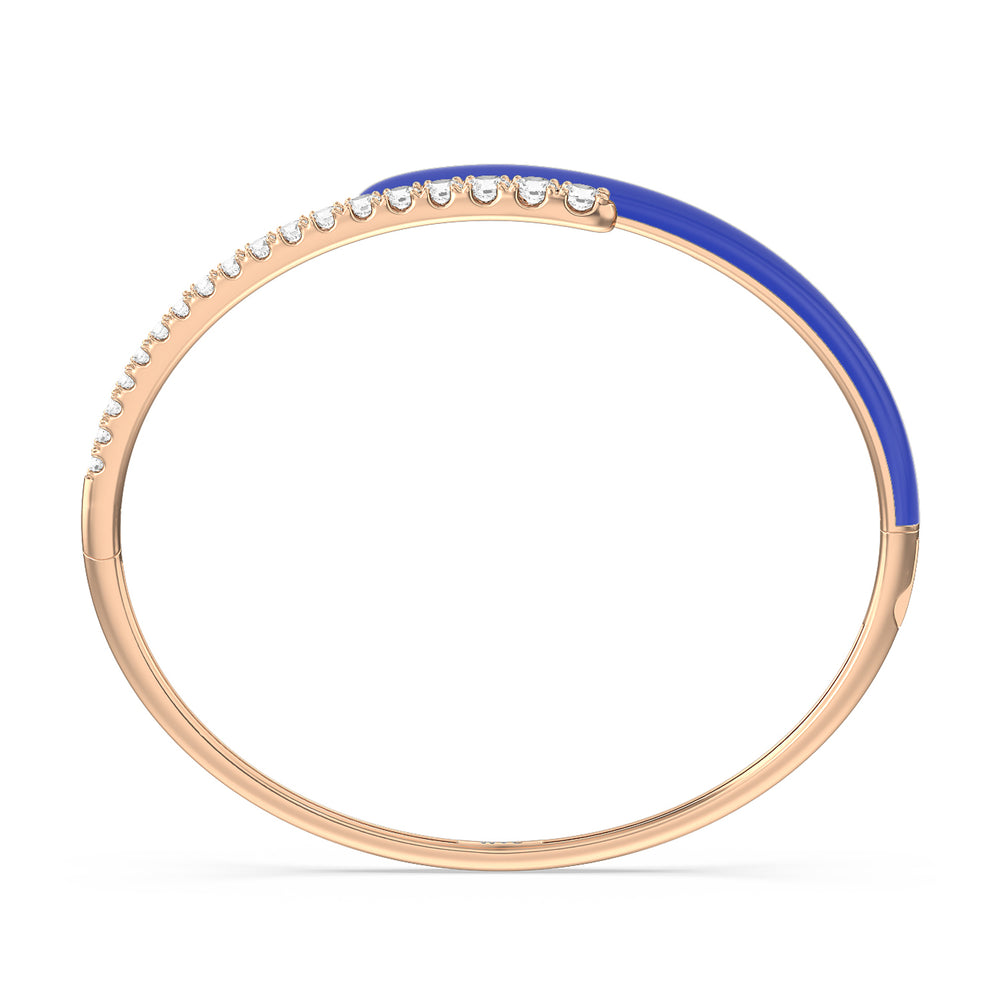 Half Diamond Bangle in Ceramic with Cobalt Cut Diamond in 14KT Rose Gold view 3
