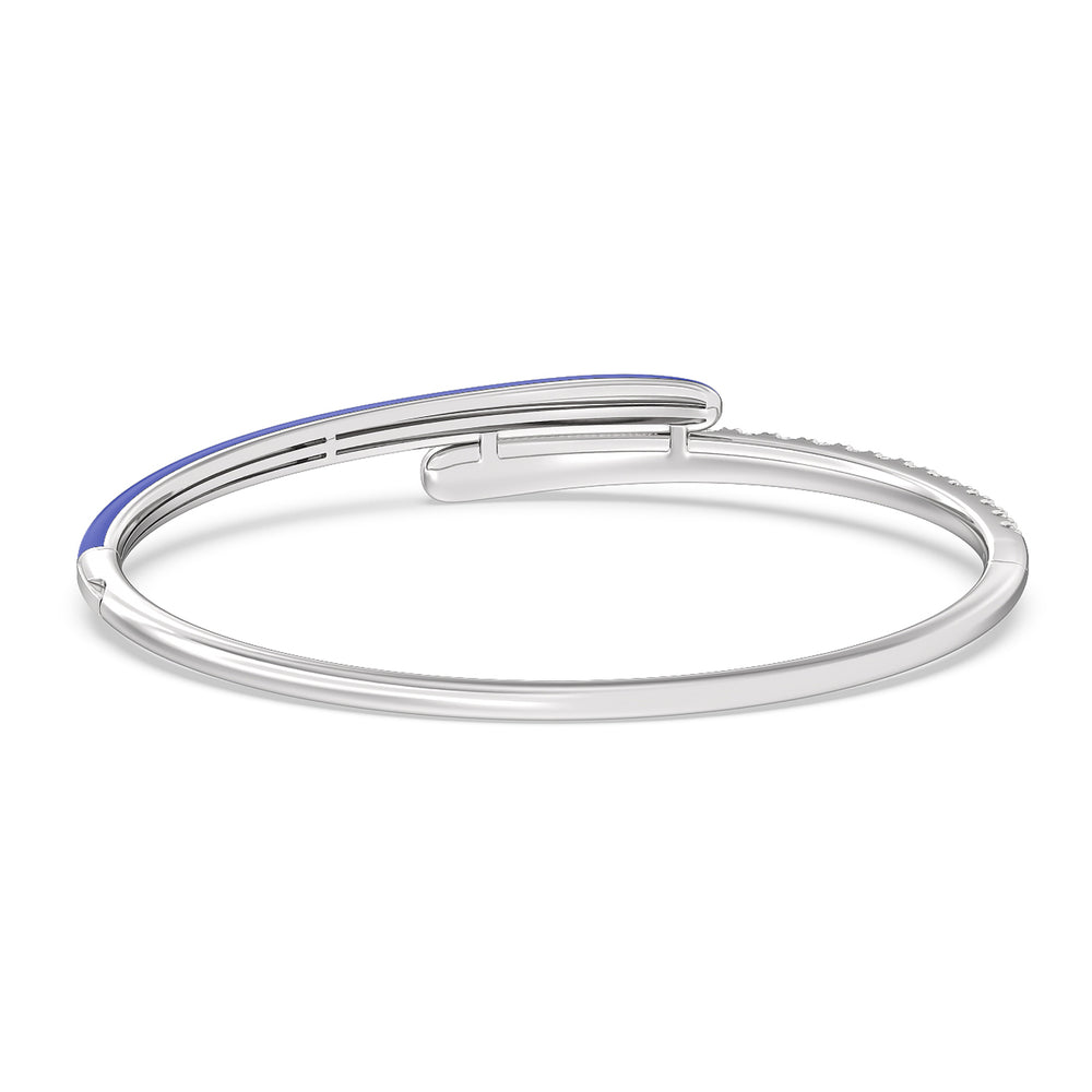 Half Diamond Bangle in Ceramic with Cobalt Cut Diamond in 14KT White Gold view 4
