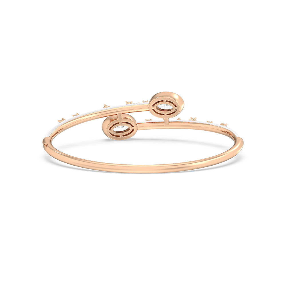 Open Bypass Half Bangle in Ceramic with Frost Cut Diamond in 14KT Rose Gold view 4

