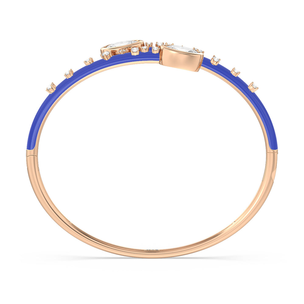 Open Bypass Half Bangle in Ceramic with Cobalt Cut Diamond in 14KT Rose Gold view 2
