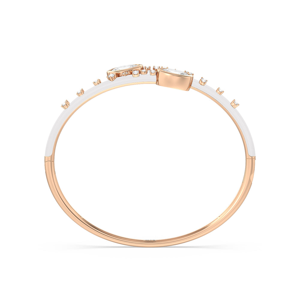 Open Bypass Half Bangle in Ceramic with Frost Cut Diamond in 14KT Rose Gold view 2
