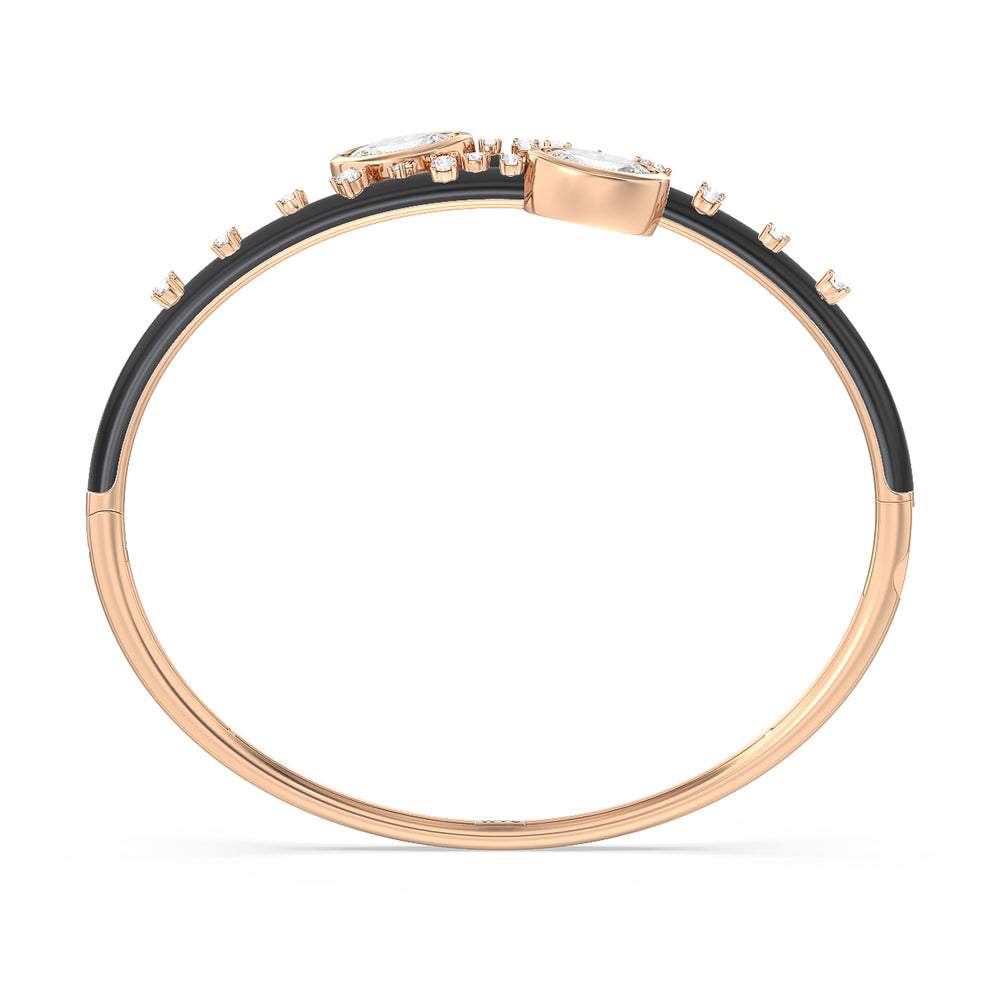 Open Bypass Half Bangle in Ceramic with Midnight Cut Diamond in 14KT Rose Gold view 2
