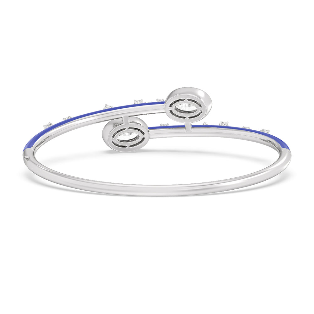 Open Bypass Half Bangle in Ceramic with Cobalt Cut Diamond in 14KT White Gold view 4
