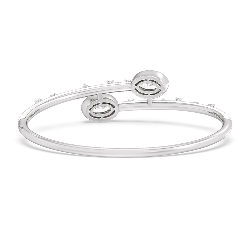 Open Bypass Half Bangle in Ceramic with Snow Cut Diamond in 14KT White Gold view 4
