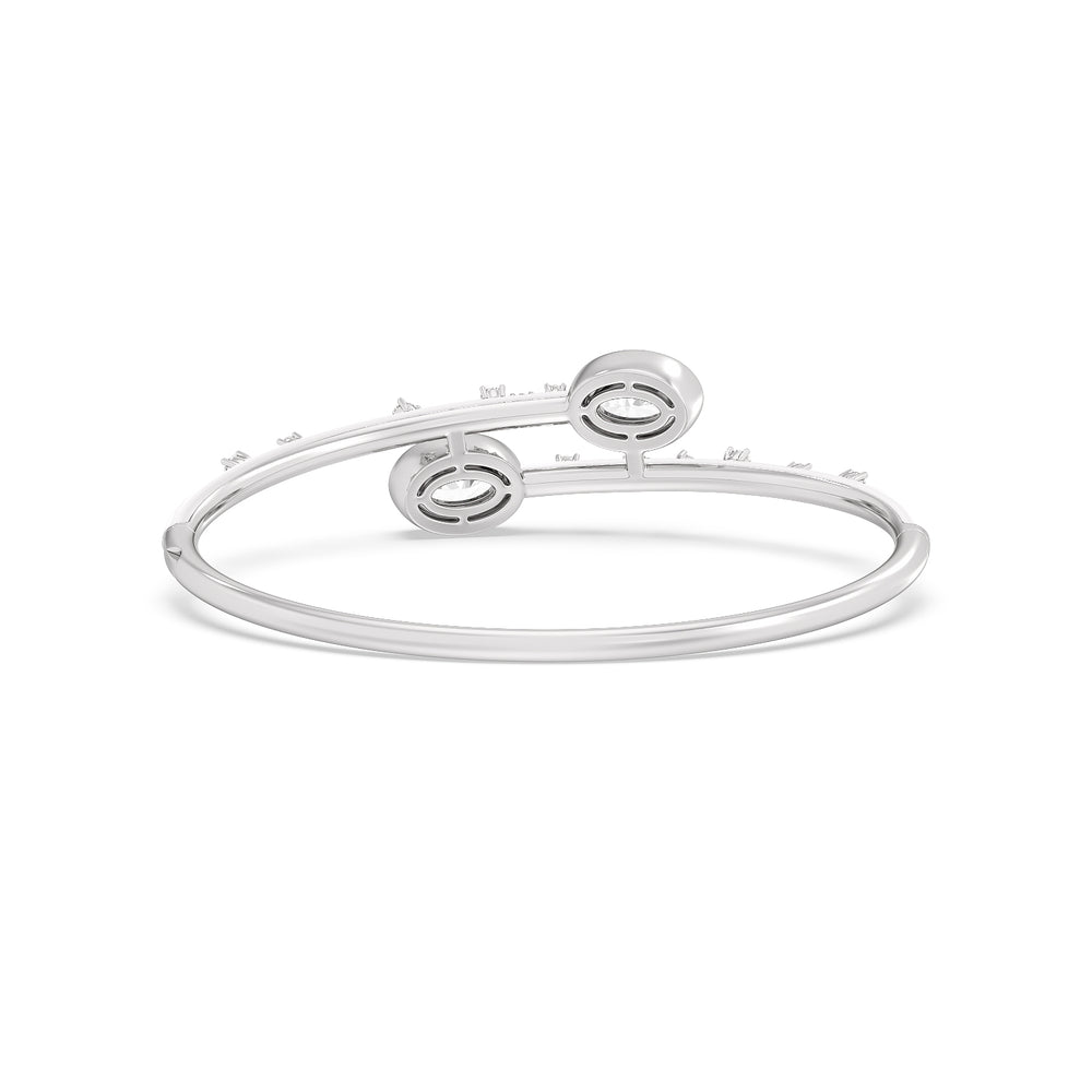 Open Bypass Half Bangle in Ceramic with Frost Cut Diamond in 14KT White Gold view 4
