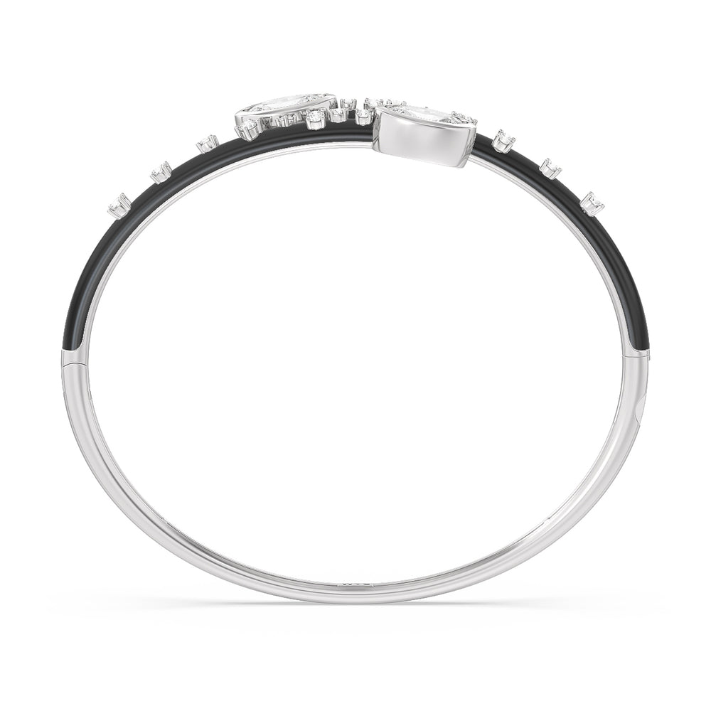 Open Bypass Half Bangle in Ceramic with Midnight Cut Diamond in 14KT White Gold view 2
