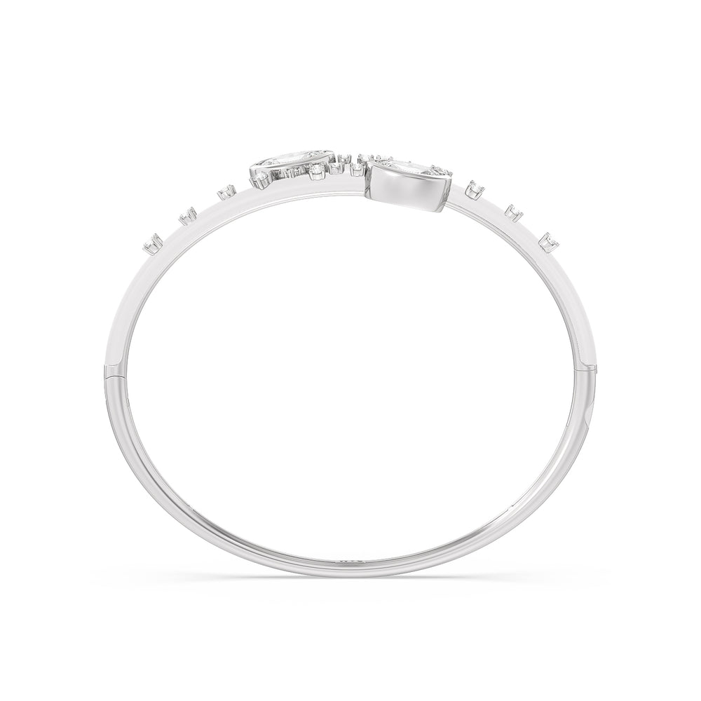 Open Bypass Half Bangle in Ceramic with Frost Cut Diamond in 14KT White Gold view 2
