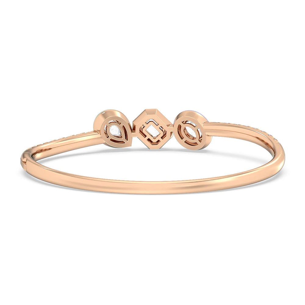 Pave Two Tone Bangle in Ceramic with Lab Cut Diamond in 14KT Rose Gold view 4
