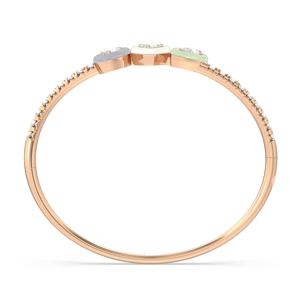 Pave Two Tone Bangle in Ceramic with Lab Cut Diamond in 14KT Rose Gold view 3
