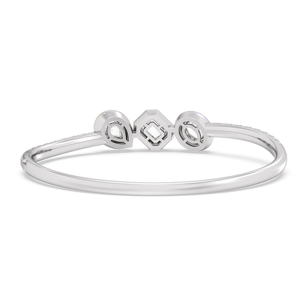 Pave Two Tone Bangle in Ceramic with Lab Cut Diamond in 14KT White Gold view 4
