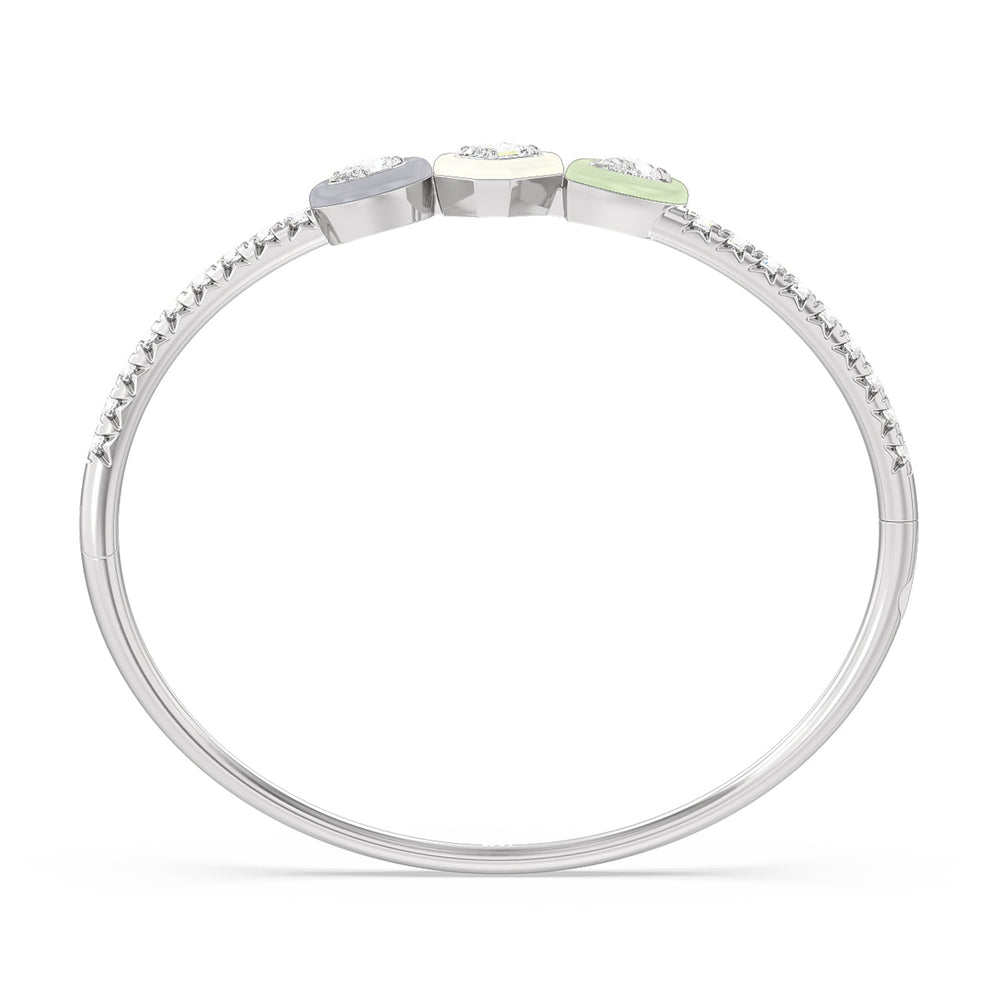Pave Two Tone Bangle in Ceramic with Lab Cut Diamond in 14KT White Gold view 3
