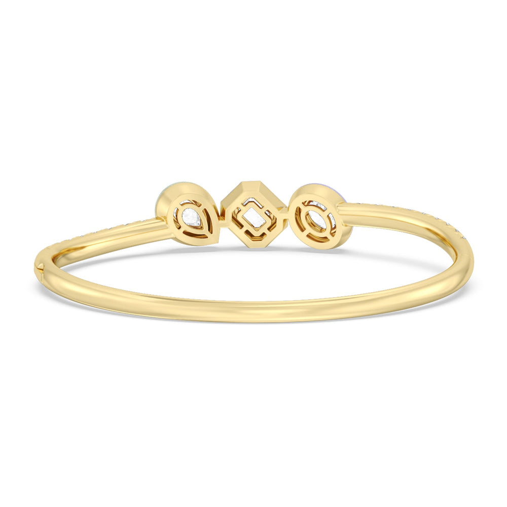 Pave Two Tone Bangle in Ceramic with Lab Cut Diamond in 14KT Yellow Gold view 4
