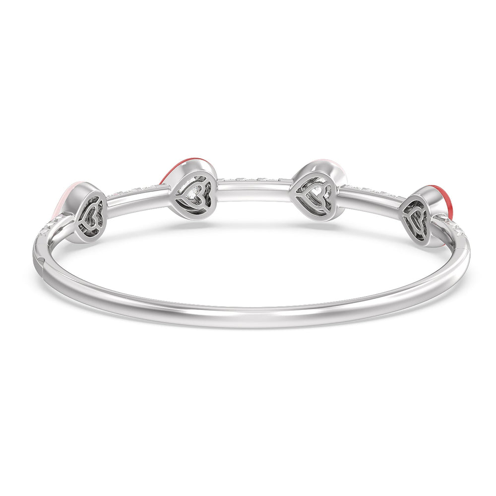 Multi Heart Bezel Bangle in Ceramic with Lab Cut Diamond in 14KT White Gold view 4
