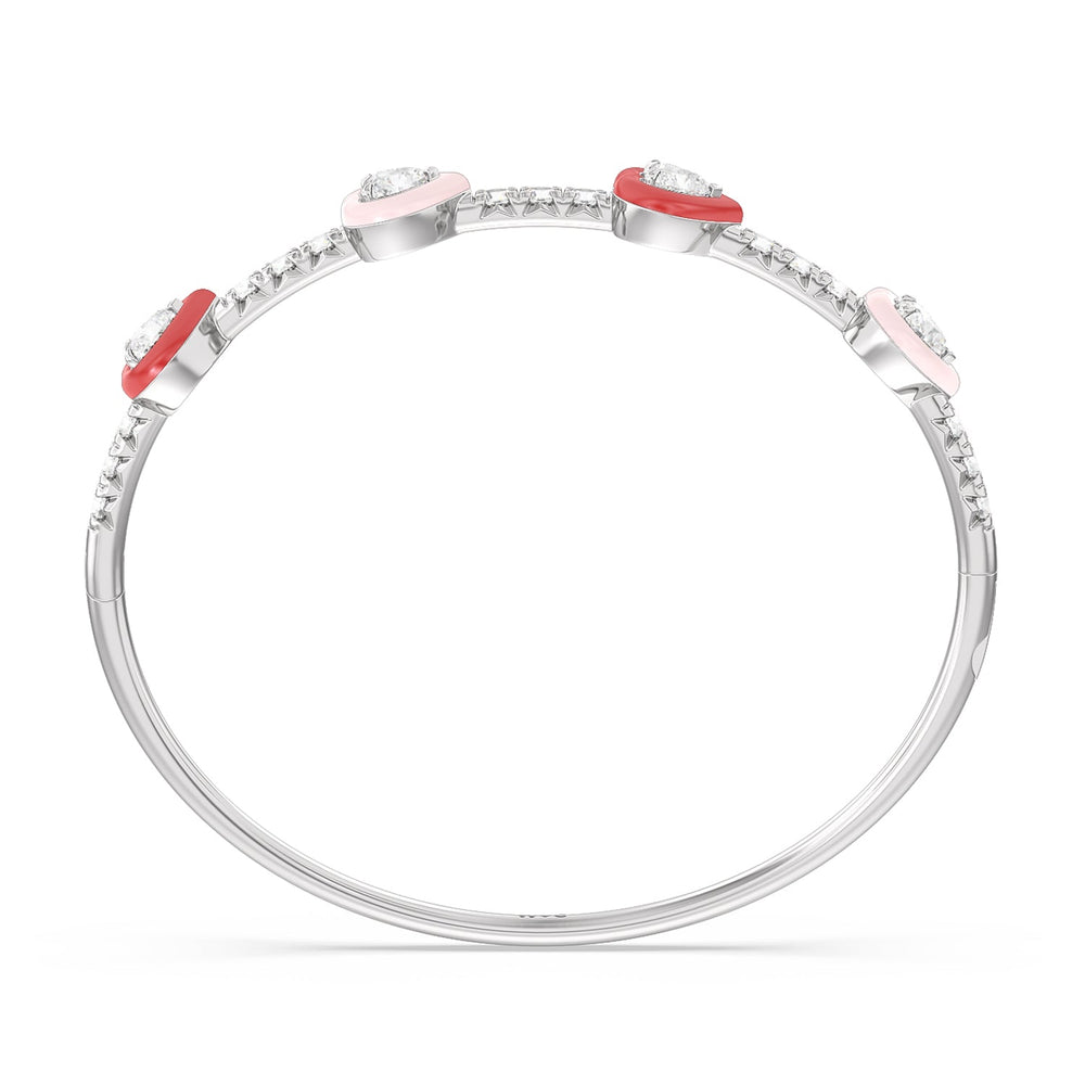 Multi Heart Bezel Bangle in Ceramic with Lab Cut Diamond in 14KT Sterling Silver view 3
