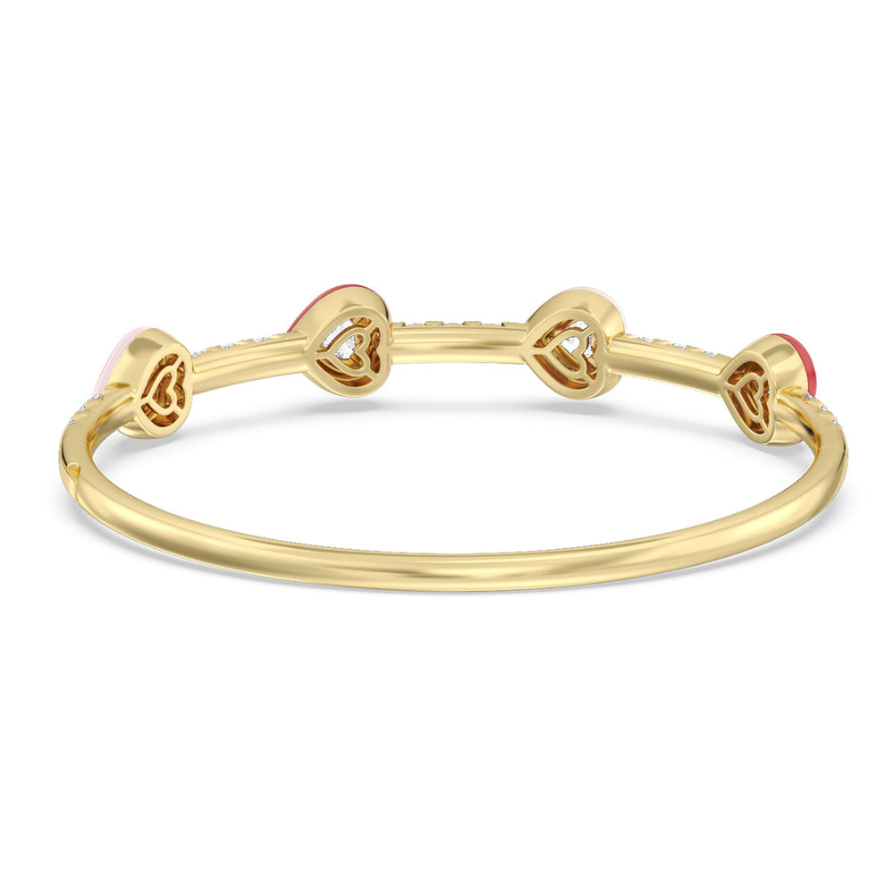 Multi Heart Bezel Bangle in Ceramic with Lab Cut Diamond in 14KT Yellow Gold view 4
