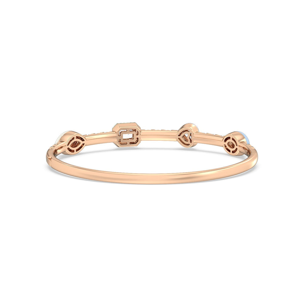 Mixed Shape Bezel Bangle in Ceramic with Lab Cut Diamond in 14KT Rose Gold view 4
