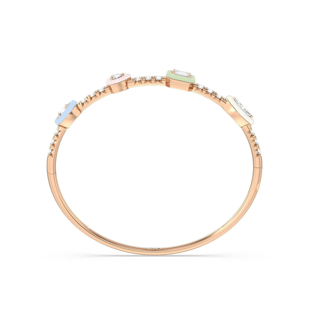 Mixed Shape Bezel Bangle in Ceramic with Lab Cut Diamond in 14KT Rose Gold view 2
