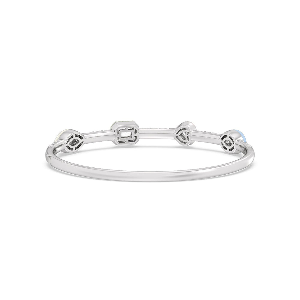 Mixed Shape Bezel Bangle in Ceramic with Lab Cut Diamond in 14KT White Gold view 4
