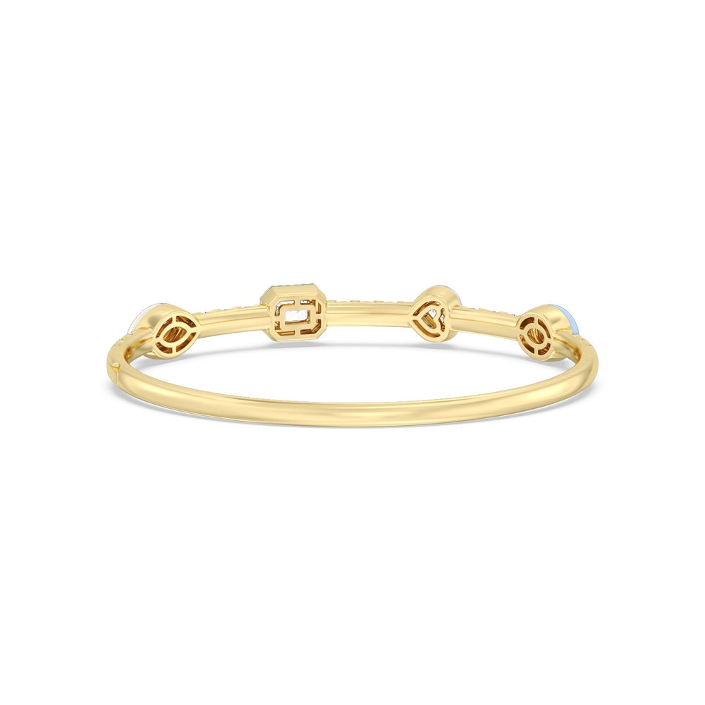 Mixed Shape Bezel Bangle in Ceramic with Lab Cut Diamond in 14KT Yellow Gold view 4
