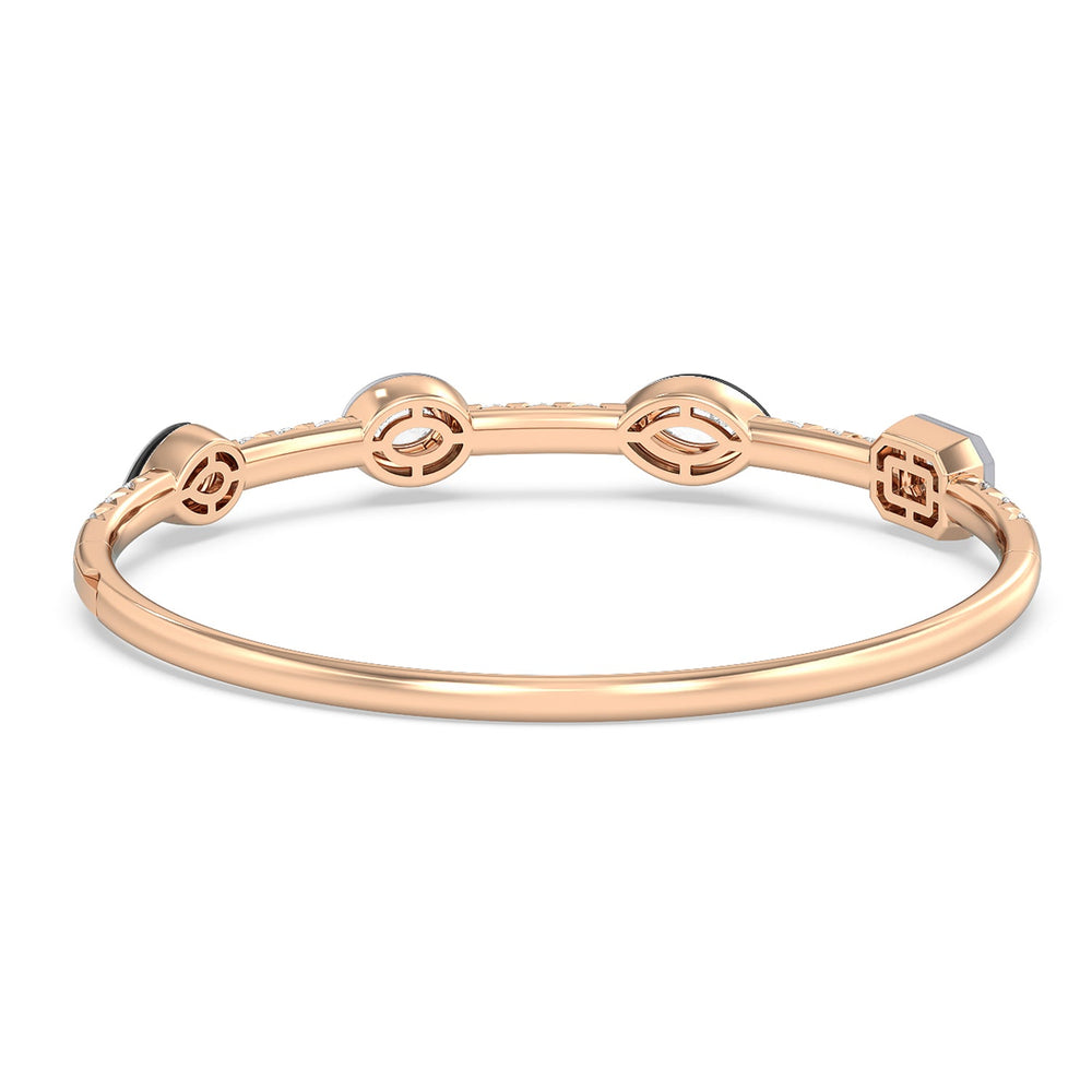 Two Tone Mixed Shape Bangle in Ceramic with Lab Cut Diamond in 14KT Rose Gold view 4

