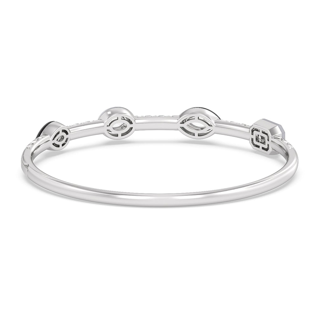 Two Tone Mixed Shape Bangle in Ceramic with Lab Cut Diamond in 14KT White Gold view 4
