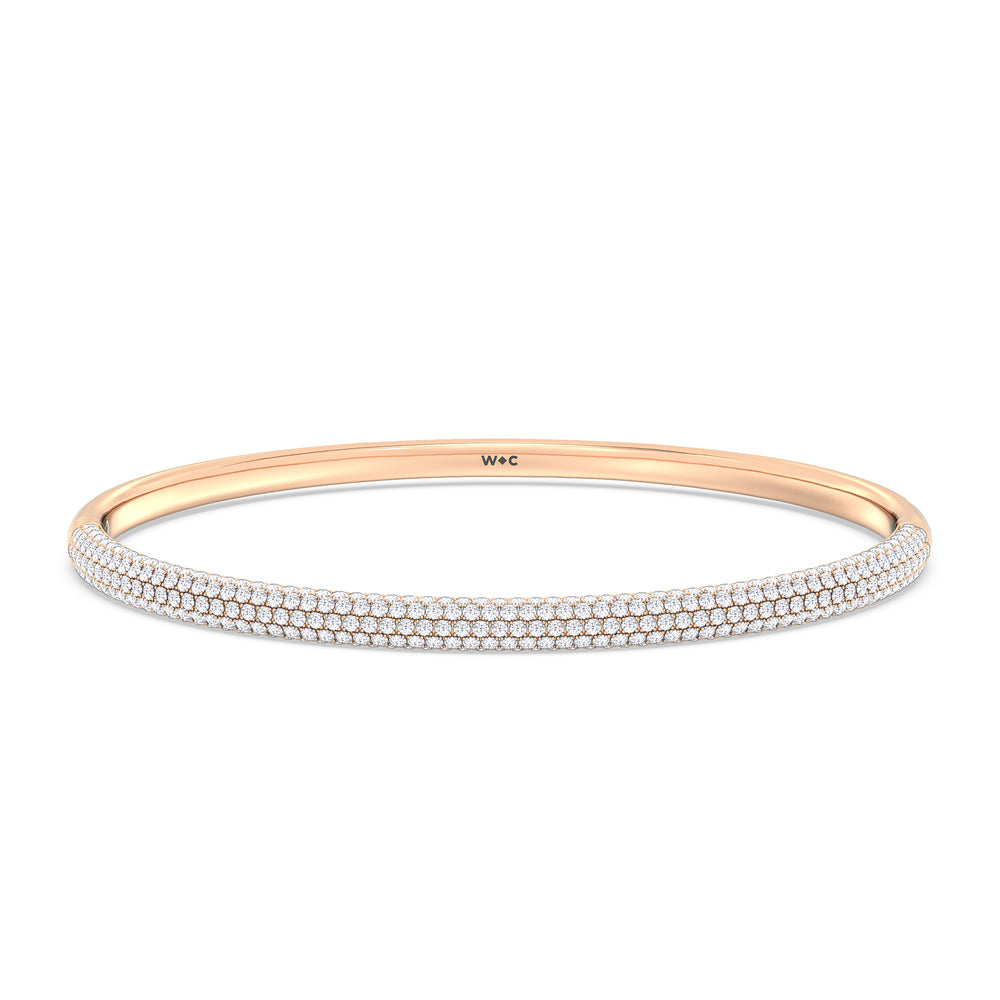 Elegance Five Row Pave Bangle with Lab Cut Diamond in 14KT Rose Gold view 1
