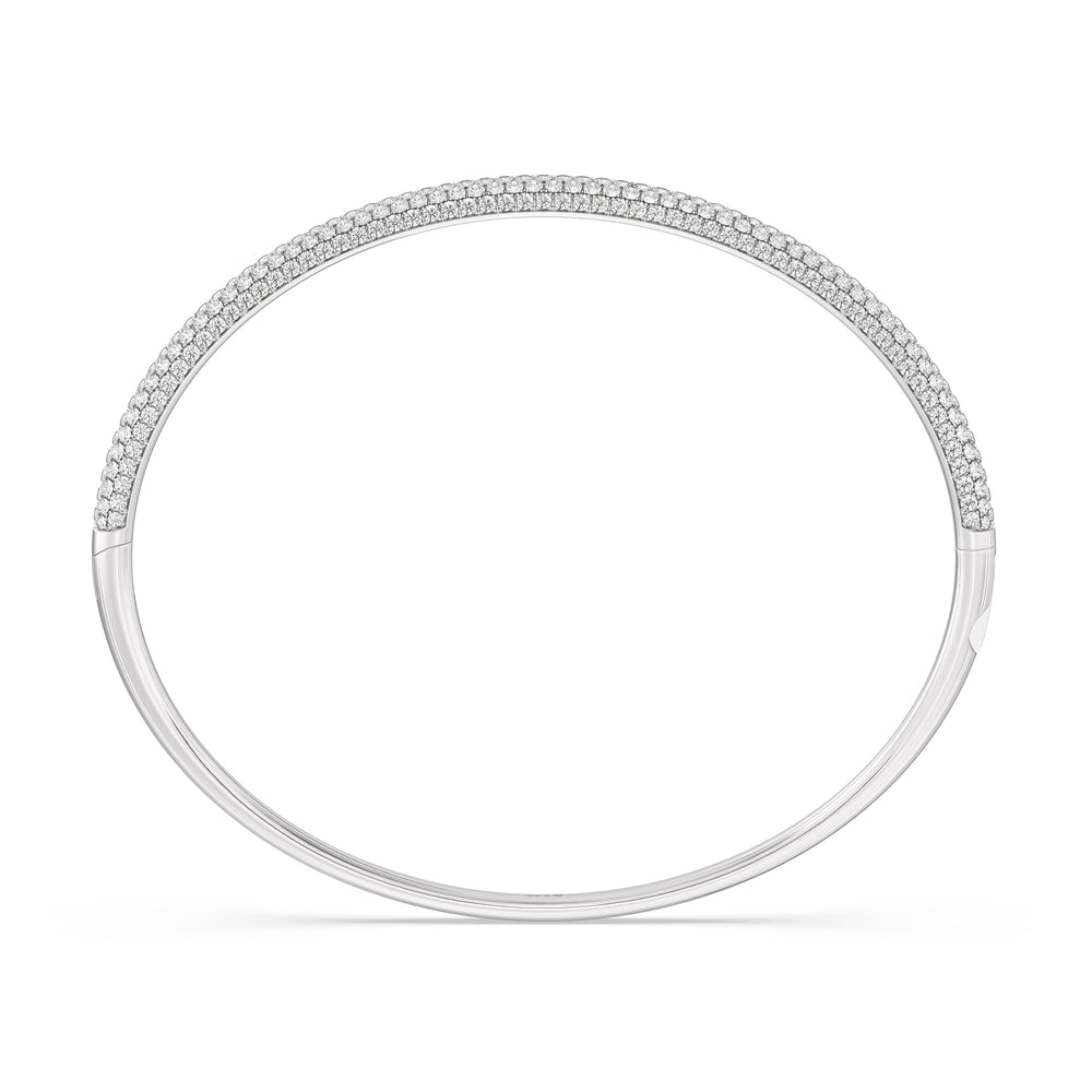 Elegance Five Row Pave Bangle with Lab Cut Diamond in 14KT White Gold view 2
