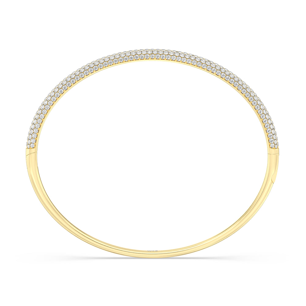 Elegance Five Row Pave Bangle with Lab Cut Diamond in 14KT Yellow Gold view 2
