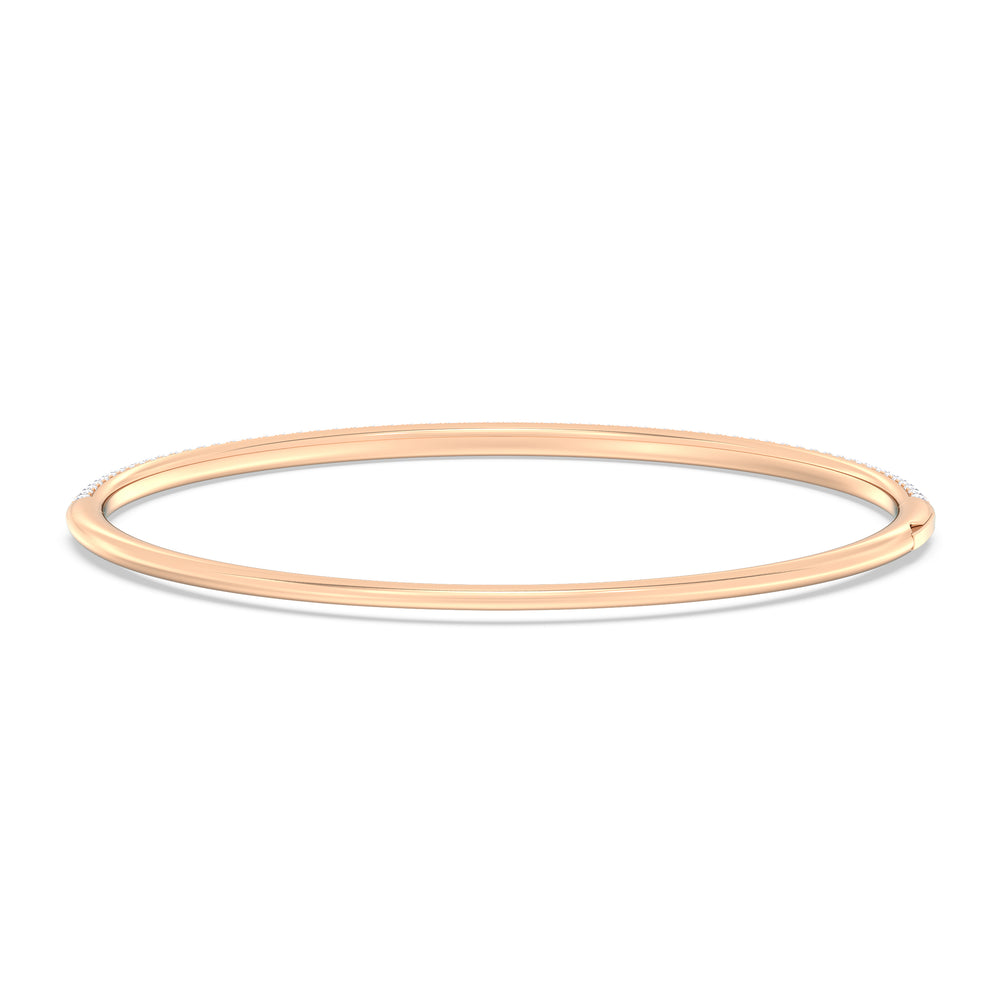 Elegance Three Row Pave Bangle with Lab Cut Diamond in 14KT Rose Gold view 4
