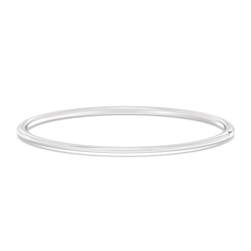 Elegance Three Row Pave Bangle with Lab Cut Diamond in 14KT White Gold view 4
