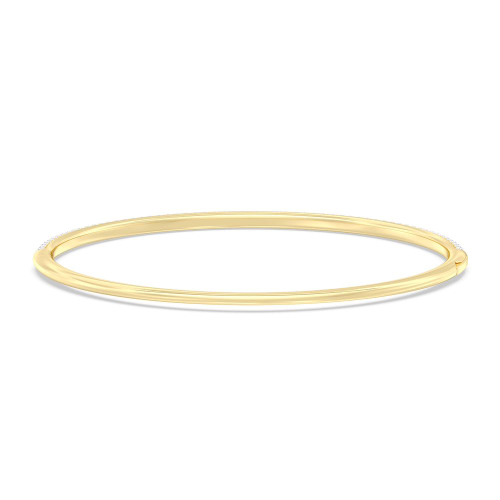 Elegance Three Row Pave Bangle with Lab Cut Diamond in 14KT Yellow Gold view 4
