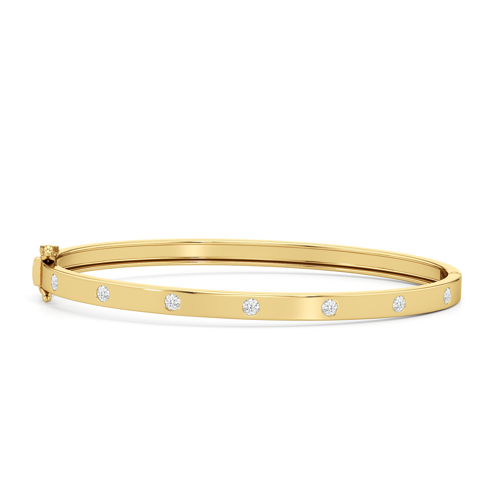 The Kate Station Bangle with Lab Cut Diamond in 14KT Yellow Gold view 1
