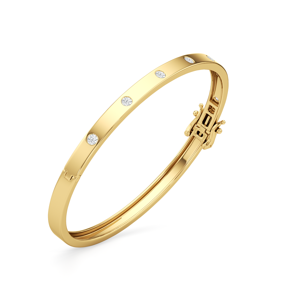 The Kate Station Bangle with Lab Cut Diamond in 14KT Yellow Gold view 5
