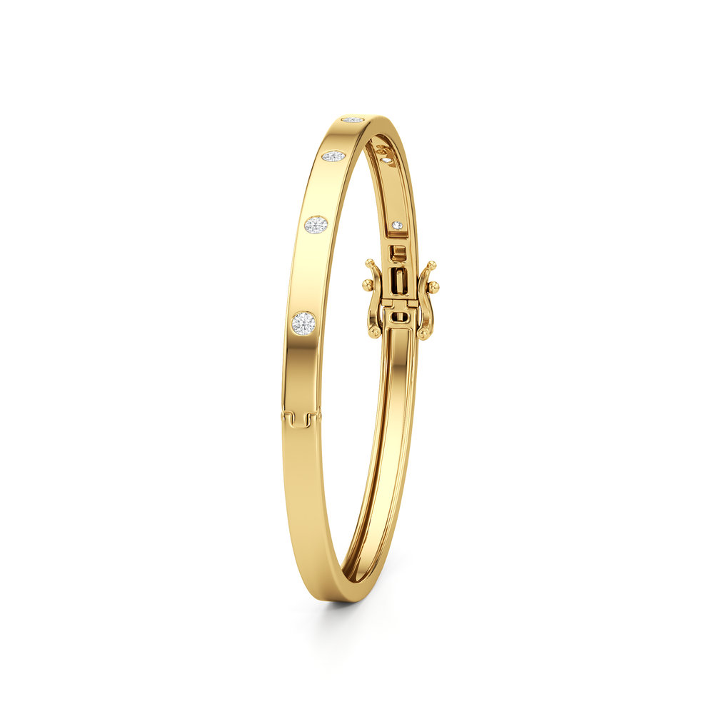 The Kate Station Bangle with Lab Cut Diamond in 14KT Yellow Gold view 6
