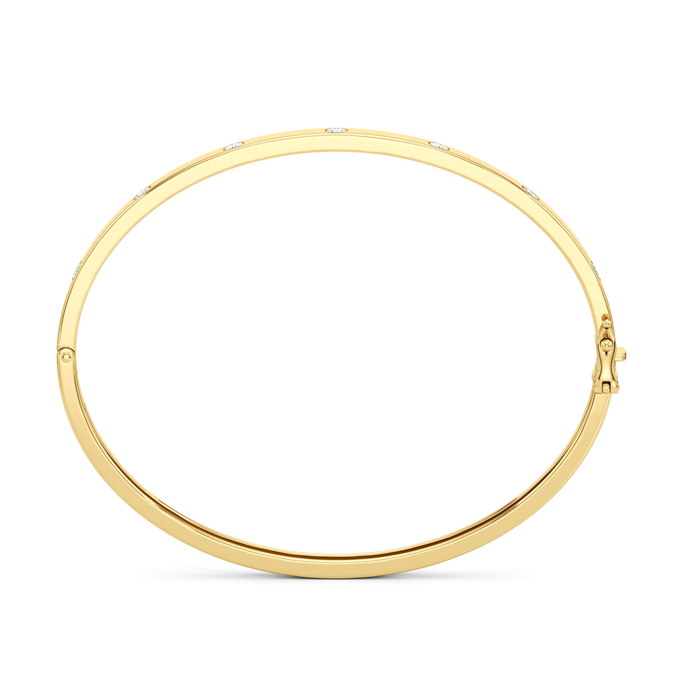 The Kate Station Bangle with Lab Cut Diamond in 14KT Yellow Gold view 4
