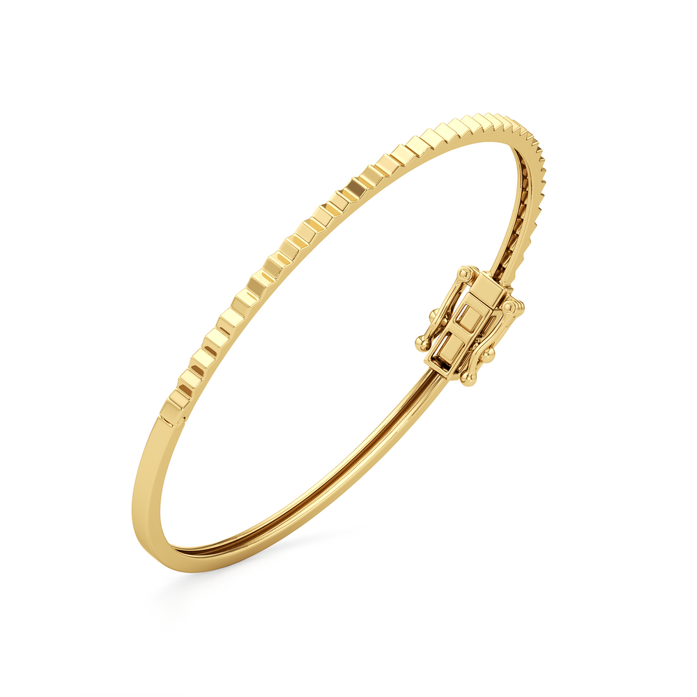 The Maeve Texture Bangle with 18K Yellow Gold Vermeil Cut Diamond in 14KT 18K Yellow Gold Vermeil view 5
