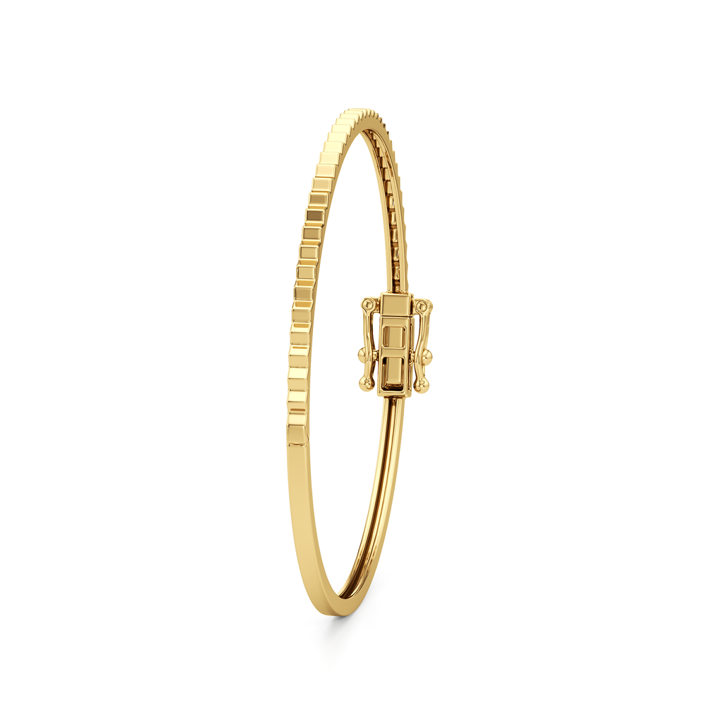 The Maeve Texture Bangle with 18K Yellow Gold Vermeil Cut Diamond in 14KT 18K Yellow Gold Vermeil view 6
