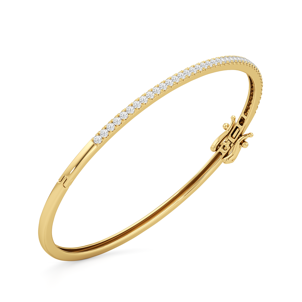 The Eliza Pave Bangle with Lab Cut Diamond in 14KT Yellow Gold view 5
