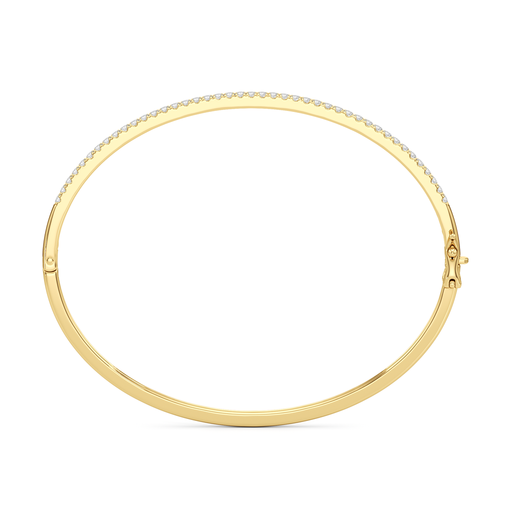 The Eliza Pave Bangle with Lab Cut Diamond in 14KT Yellow Gold view 4

