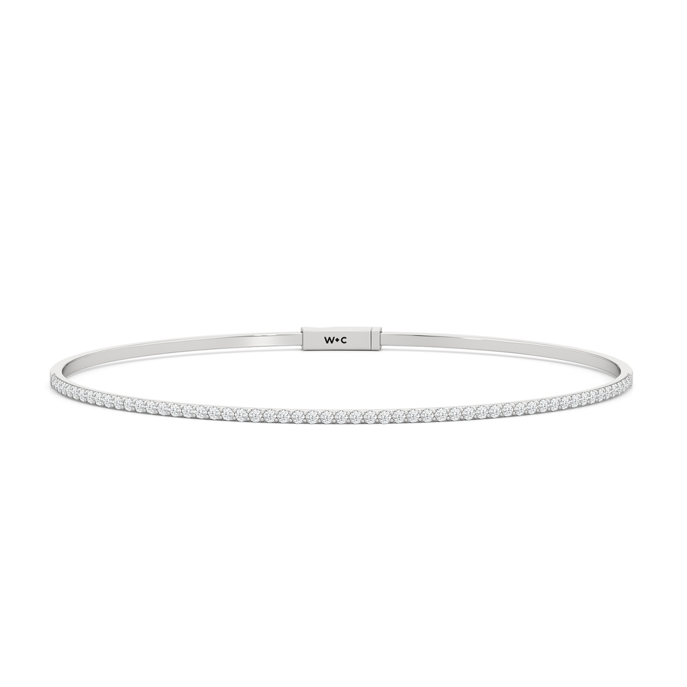 The Gia Pavé Bangle with Lab Cut Diamond in 14KT White Gold view 1
