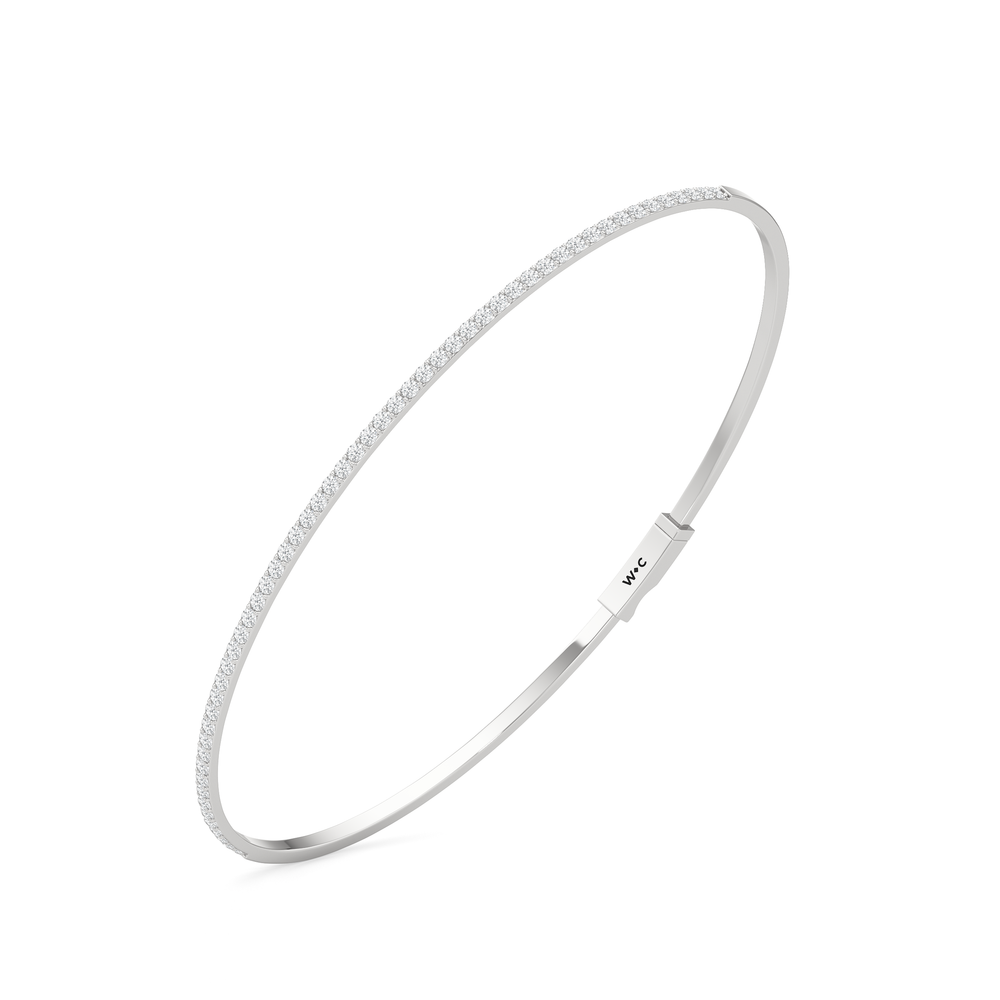 The Gia Pavé Bangle with Lab Cut Diamond in 14KT White Gold view 5
