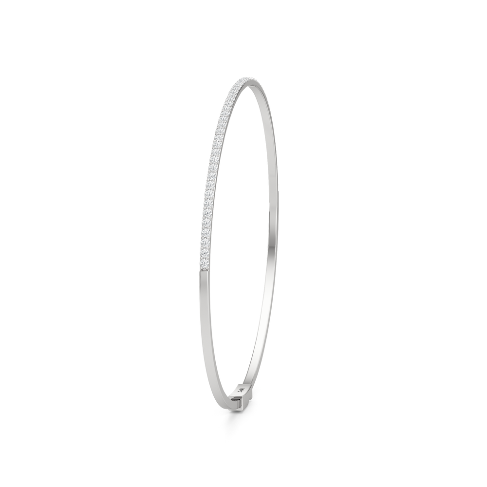 The Gia Pavé Bangle with Lab Cut Diamond in 14KT White Gold view 6
