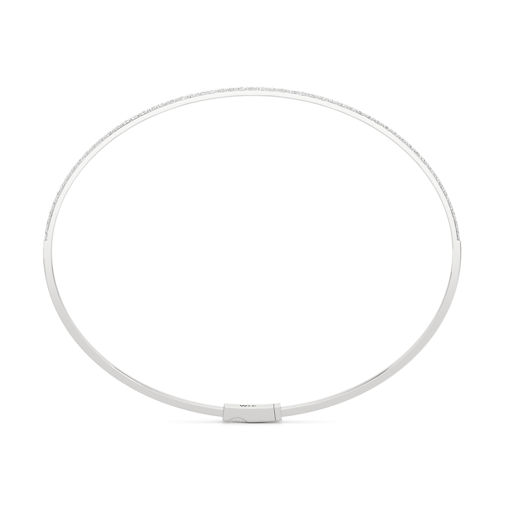 The Gia Pavé Bangle with Lab Cut Diamond in 14KT White Gold view 4
