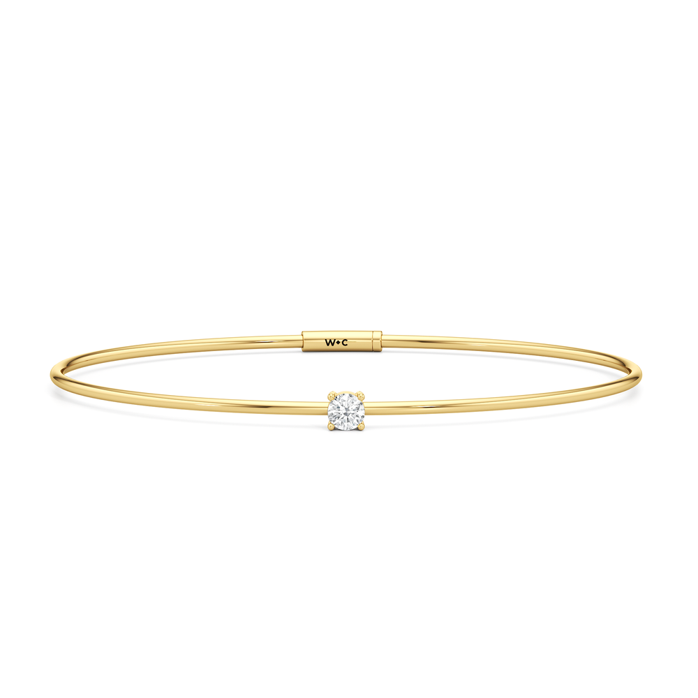 The Naomi Bangle with Lab Cut Diamond in 14KT Yellow Gold view 1
